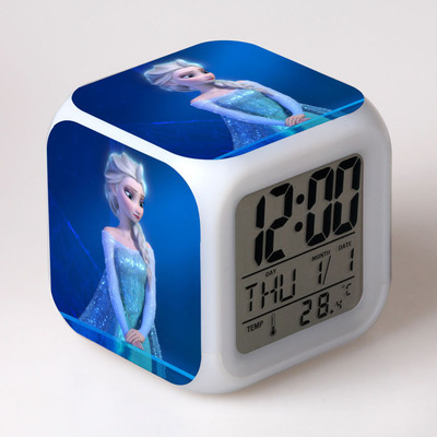 Frozen 7 Colors Change Digital Alarm LED Clock 12