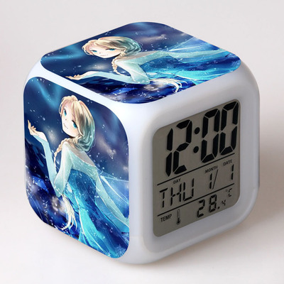 Frozen 7 Colors Change Digital Alarm LED Clock 19