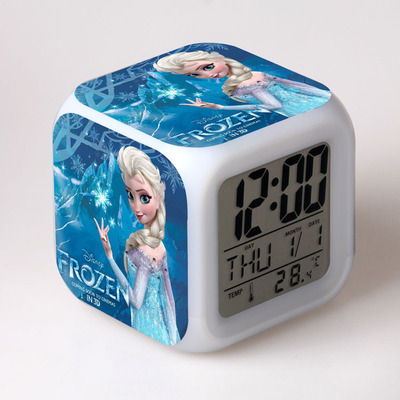 Frozen 7 Colors Change Digital Alarm LED Clock 8