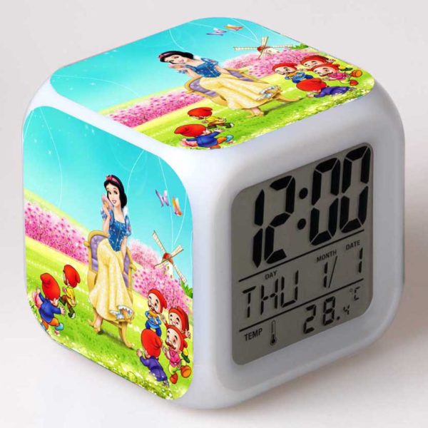 Snow White 7 Colors Change Digital Alarm LED Clock 21