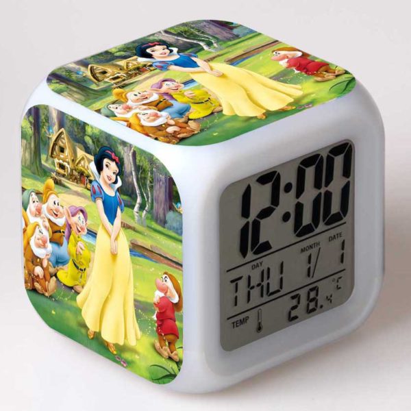 Snow White 7 Colors Change Digital Alarm LED Clock 9
