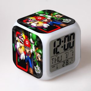 Super Mario Cartoon Games Action Figure 7 Colors Change Digital Alarm LED Clock Cartoon Night Colorful Toys for Kids 10