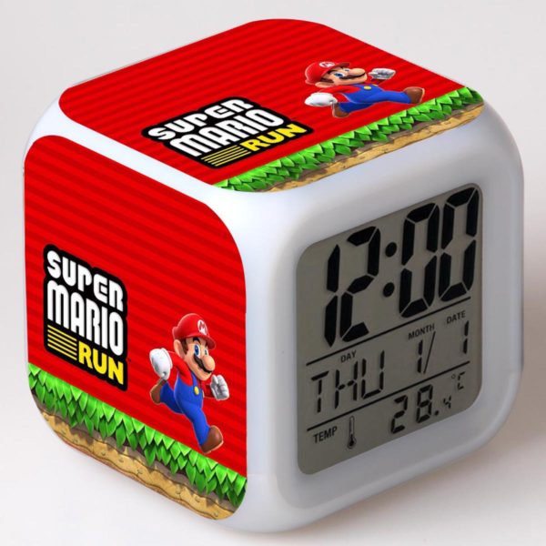 Super Mario Run 7 Colors Change Digital Alarm LED Clock 19