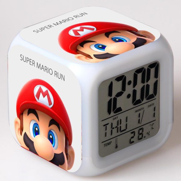 Super Mario Run 7 Colors Change Digital Alarm LED Clock 7