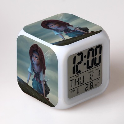 Tinker Bell and the Pirate Fairy 7 Colors Change Digital Alarm LED Clock 12