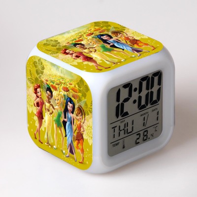 Tinker Bell and the Pirate Fairy 7 Colors Change Digital Alarm LED Clock 24