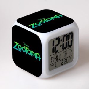 Zootopia 7 Colors Change Digital Alarm LED Clock 12