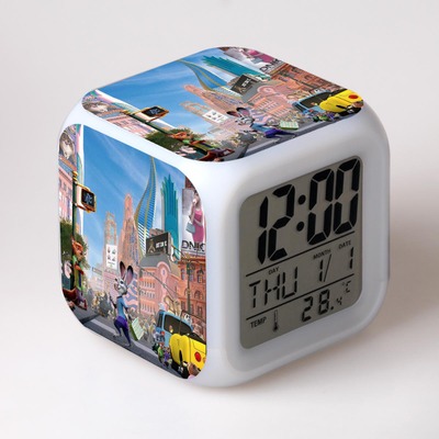 Zootopia 7 Colors Change Digital Alarm LED Clock 19