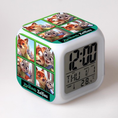 Zootopia 7 Colors Change Digital Alarm LED Clock 24