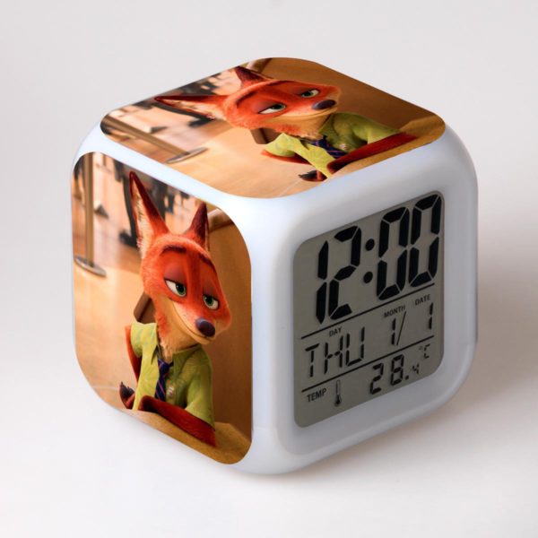 Zootopia 7 Colors Change Digital Alarm LED Clock 4