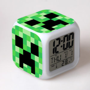 Minecraft 7 Colors Change Digital Alarm LED Clock