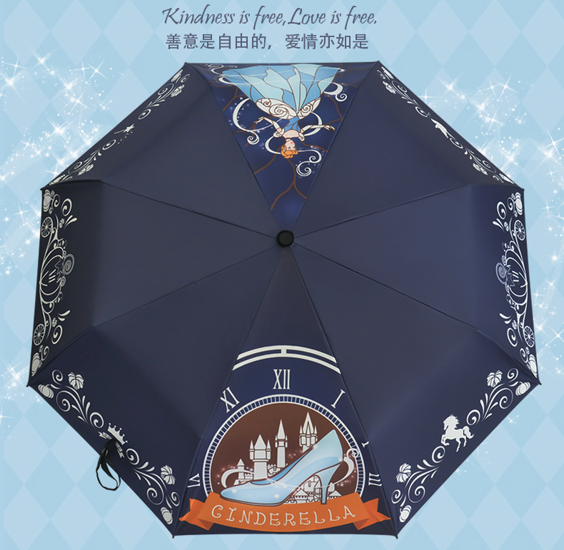 Cinderella Foldable Umbrella Sunny and Rainy Sunscreen Anti-uv Umbrella 