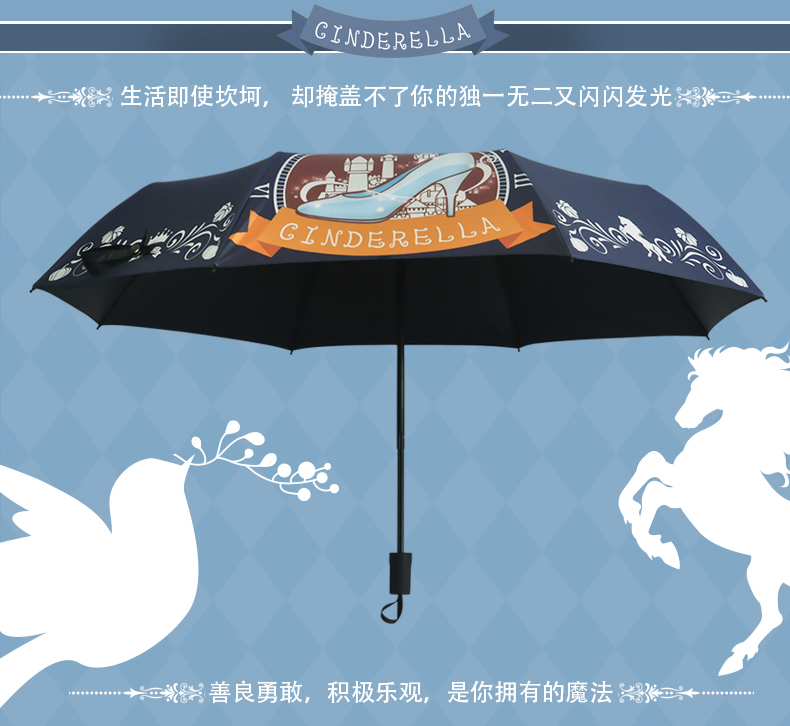 Cinderella Foldable Umbrella Sunny and Rainy Sunscreen Anti-uv Umbrella 