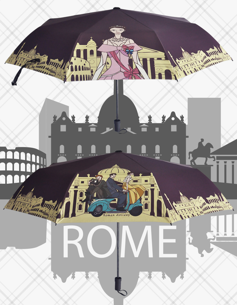 Roman Holiday Foldable Umbrella Sunny and Rainy Sunscreen Anti-uv Umbrella