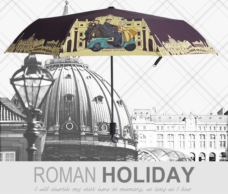 Roman Holiday Foldable Umbrella Sunny and Rainy Sunscreen Anti-uv Umbrella