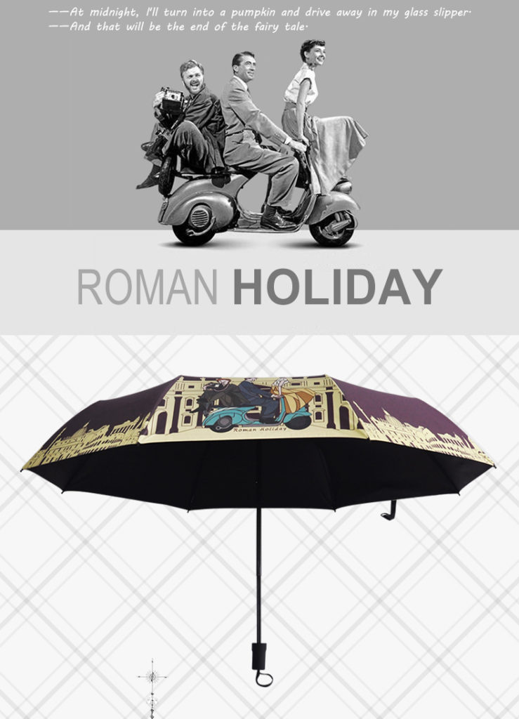 Roman Holiday Foldable Umbrella Sunny and Rainy Sunscreen Anti-uv Umbrella