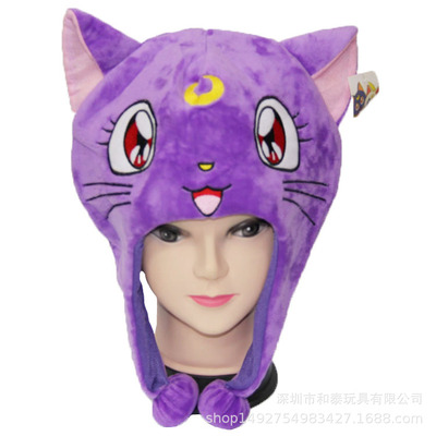 Autumn and winter cartoon plush ear protection hat anime surrounding creative funny hem ball adult prop hat - Image 10