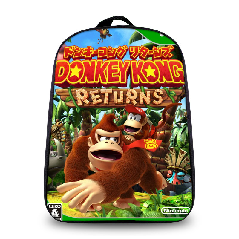 12″Donkey Kong Backpack School Bag for kids