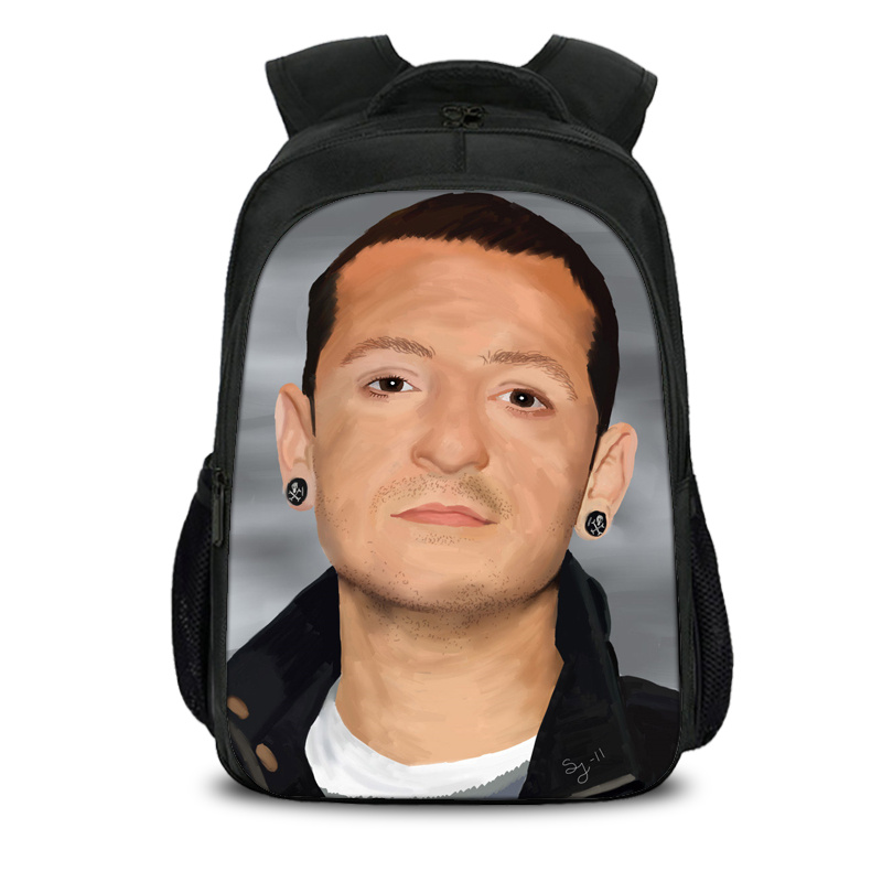 16‘’Chester Bennington Backpack School Bag Black