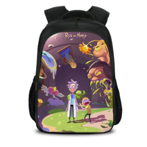 16"Rick And Morty Backpack School Bag Black