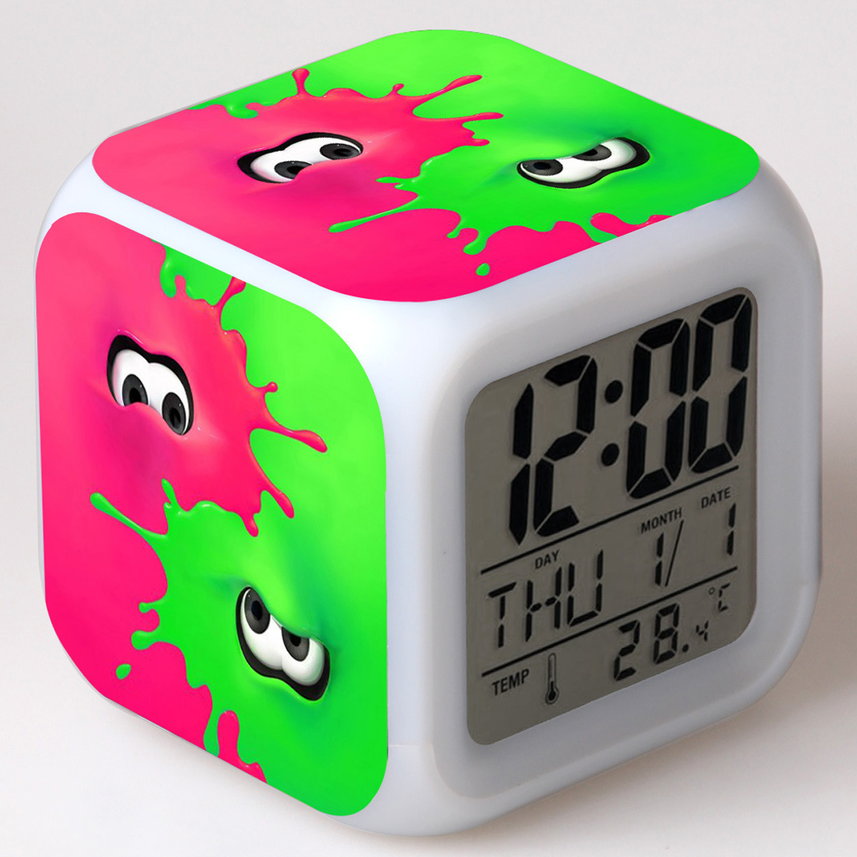 Splatoon 7 Colors Change Digital Alarm LED Clock