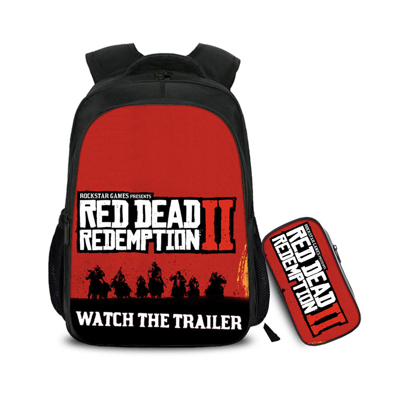16″Red Dead RedemptionⅡ Backpack School Bag+Pencil Bag - Image 11
