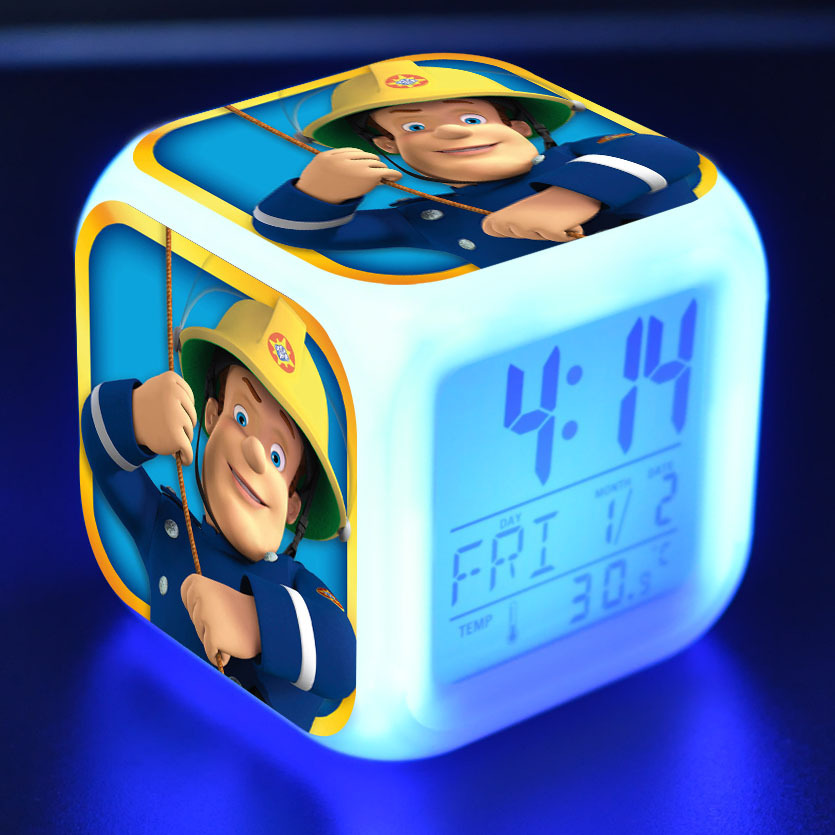 Fireman Sam 7 Colors Change Digital Alarm LED Clock giftcartoon