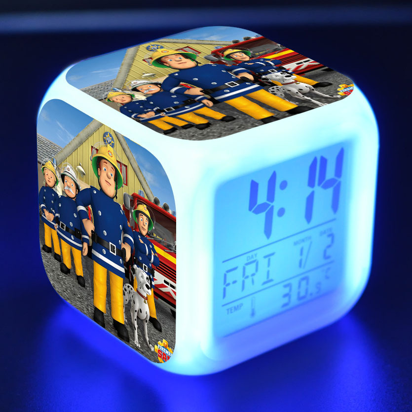 Fireman Sam 7 Colors Change Digital Alarm LED Clock giftcartoon