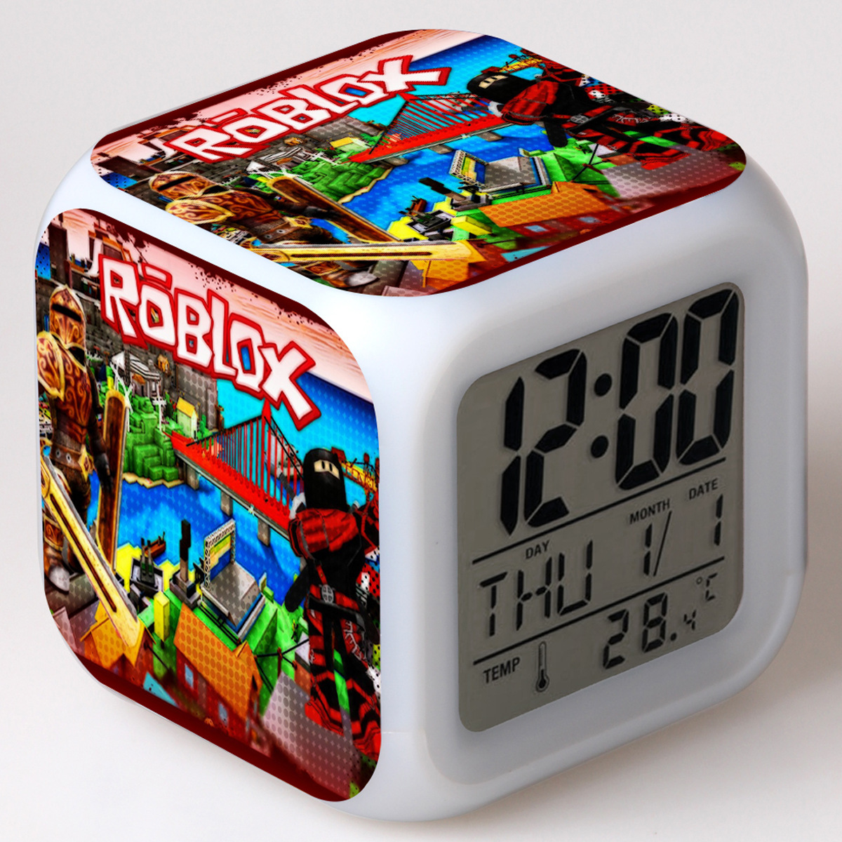 Roblox 7 Colors Change Digital Alarm LED Clock giftcartoon