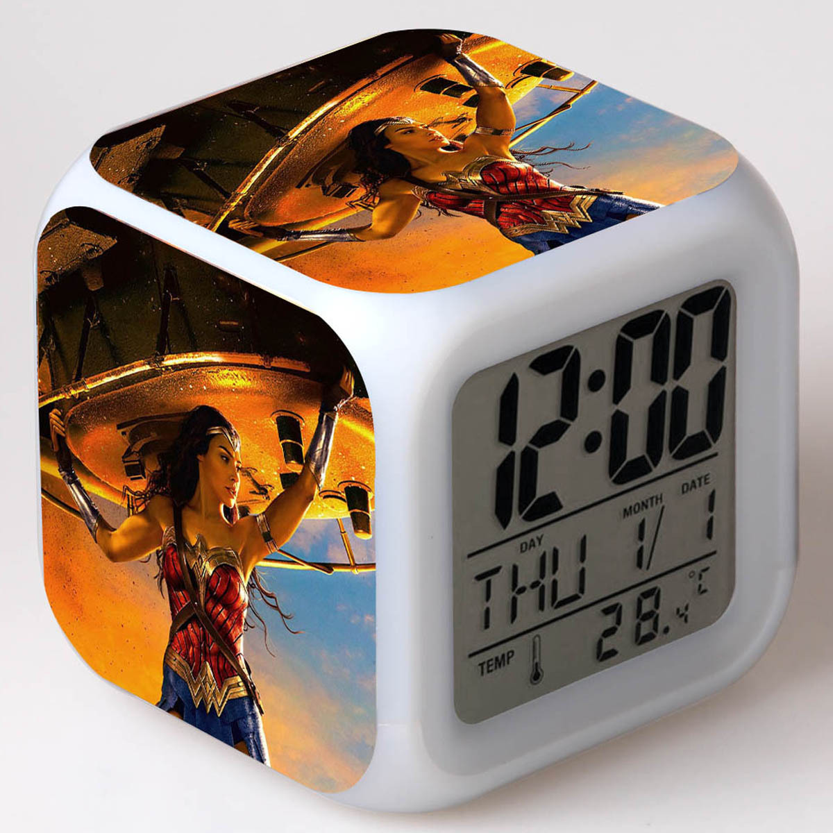 Wonder Woman 7 Colors Change Digital Alarm LED Clock - Image 11