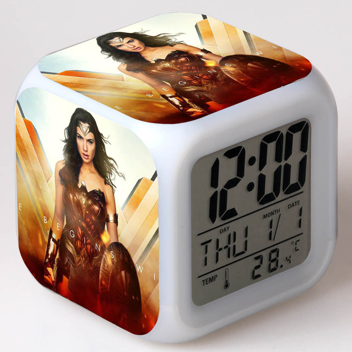 Wonder Woman 7 Colors Change Digital Alarm LED Clock - Image 3