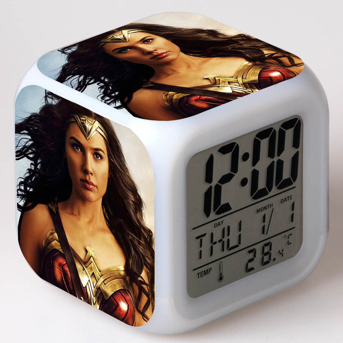 Wonder Woman 7 Colors Change Digital Alarm LED Clock - Image 4