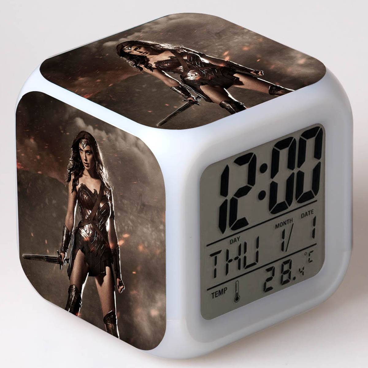 Wonder Woman 7 Colors Change Digital Alarm LED Clock - Image 5