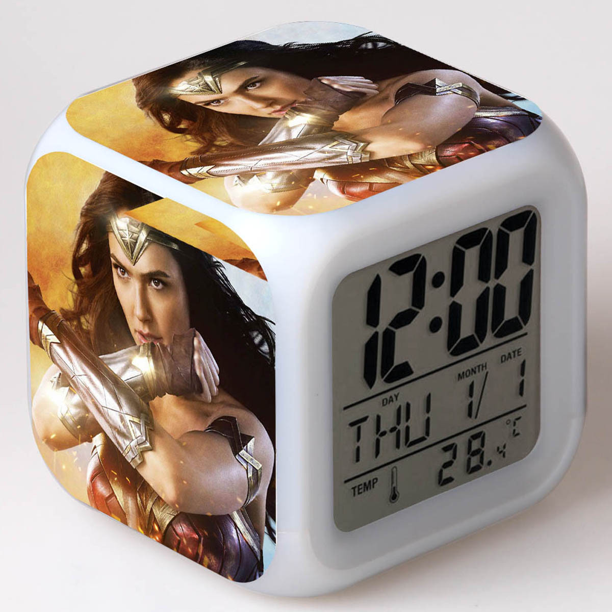 Wonder Woman 7 Colors Change Digital Alarm LED Clock - Image 6