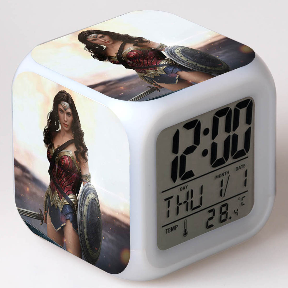 Wonder Woman 7 Colors Change Digital Alarm LED Clock - Image 7