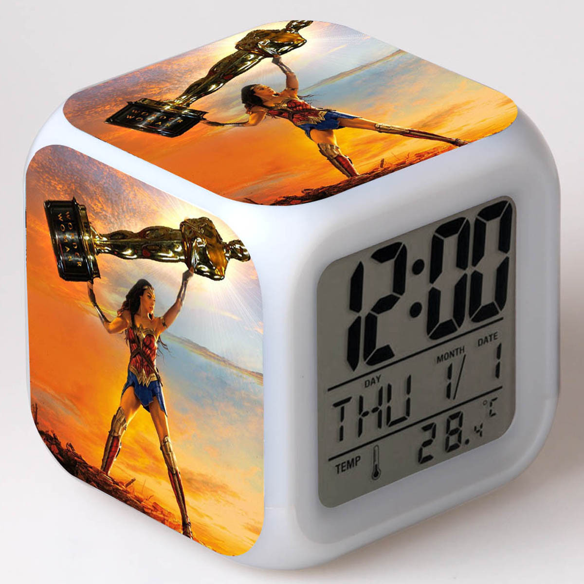 Wonder Woman 7 Colors Change Digital Alarm LED Clock - Image 8