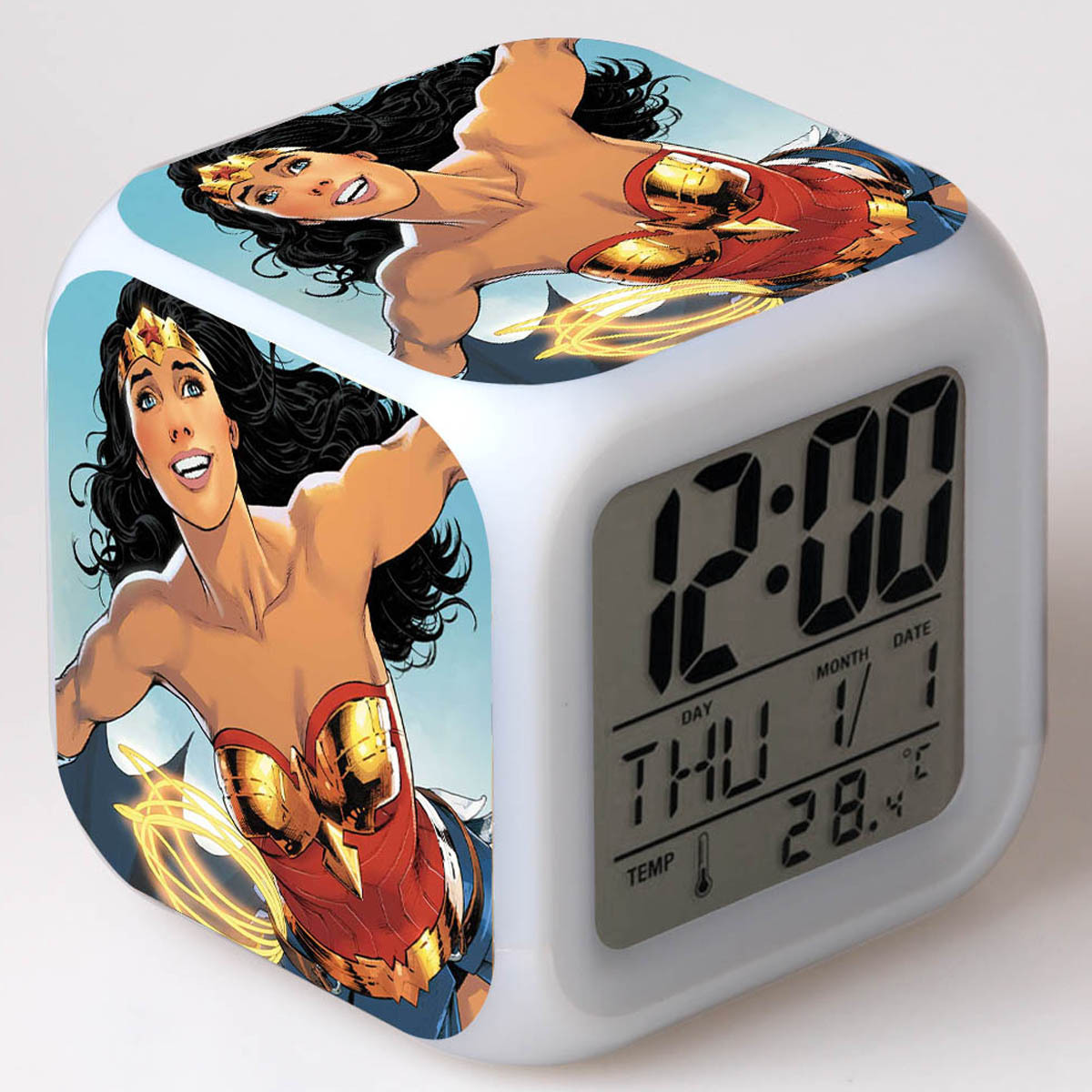 Wonder Woman 7 Colors Change Digital Alarm LED Clock - Image 9