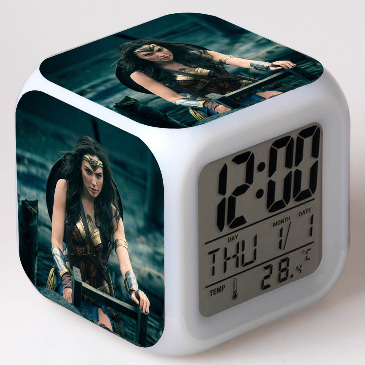 Wonder Woman 7 Colors Change Digital Alarm LED Clock - Image 10