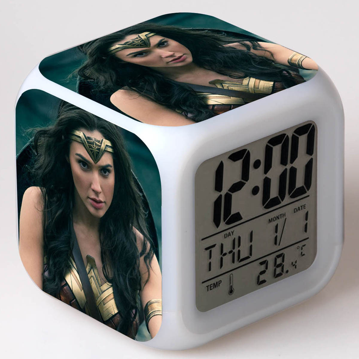 Wonder Woman 7 Colors Change Digital Alarm LED Clock - Image 12