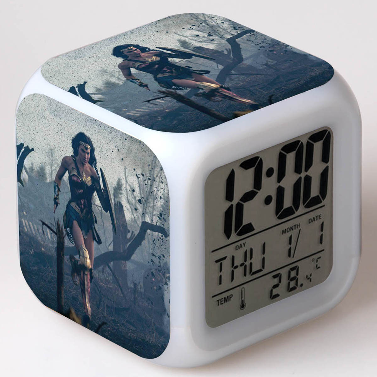 Wonder Woman 7 Colors Change Digital Alarm LED Clock - Image 13