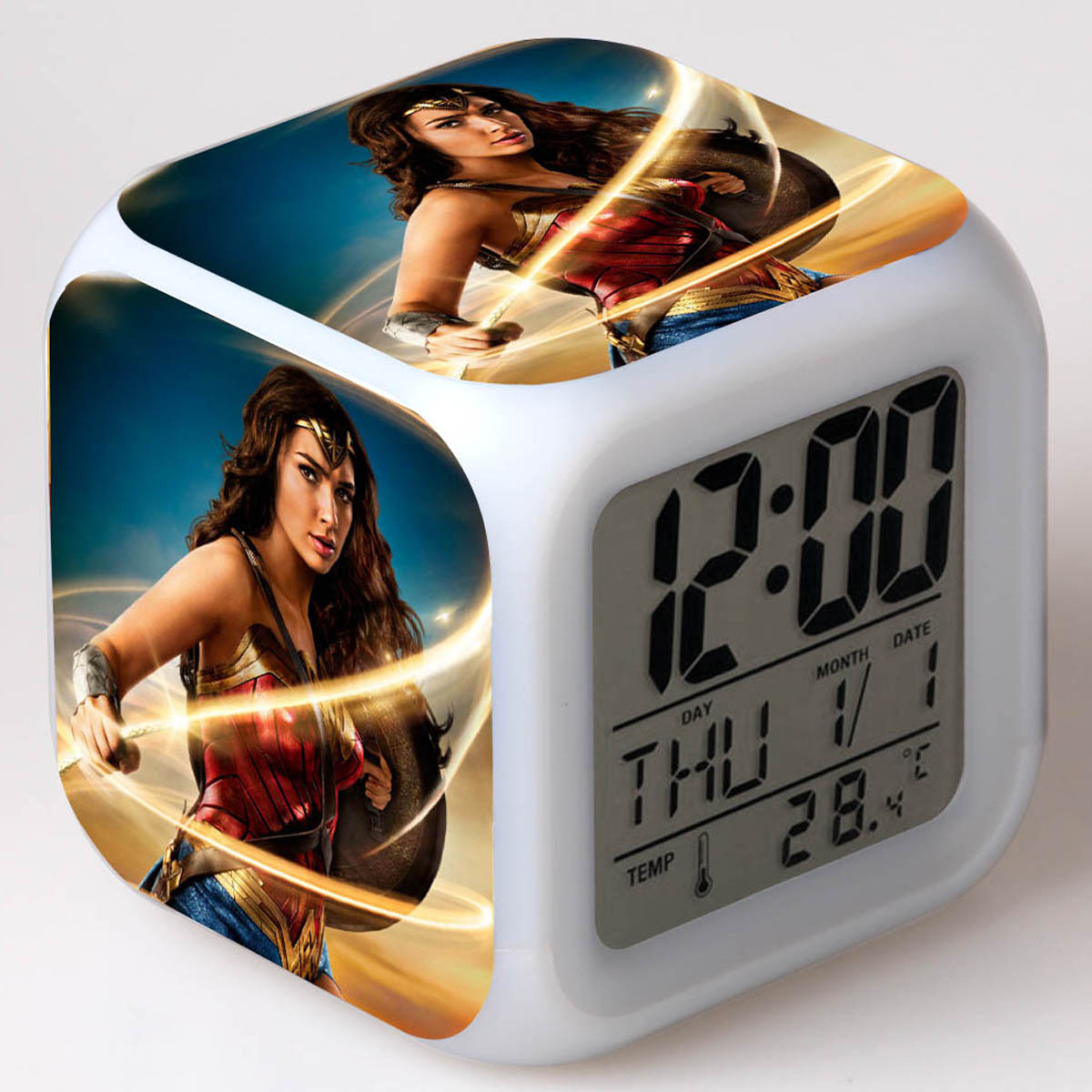 Wonder Woman 7 Colors Change Digital Alarm LED Clock - Image 14