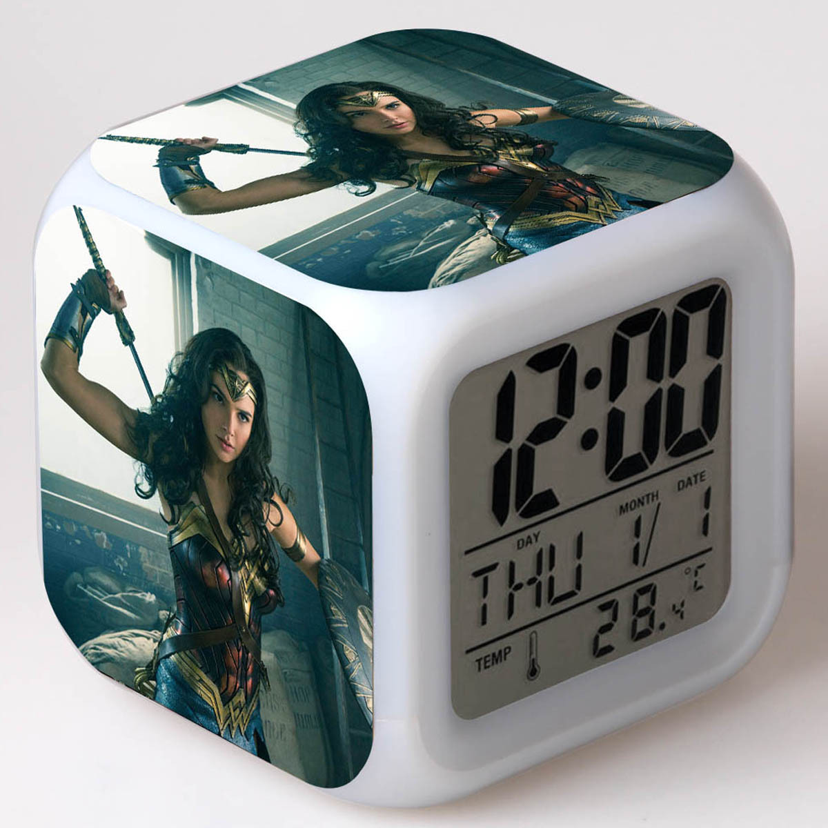 Wonder Woman 7 Colors Change Digital Alarm LED Clock - Image 16