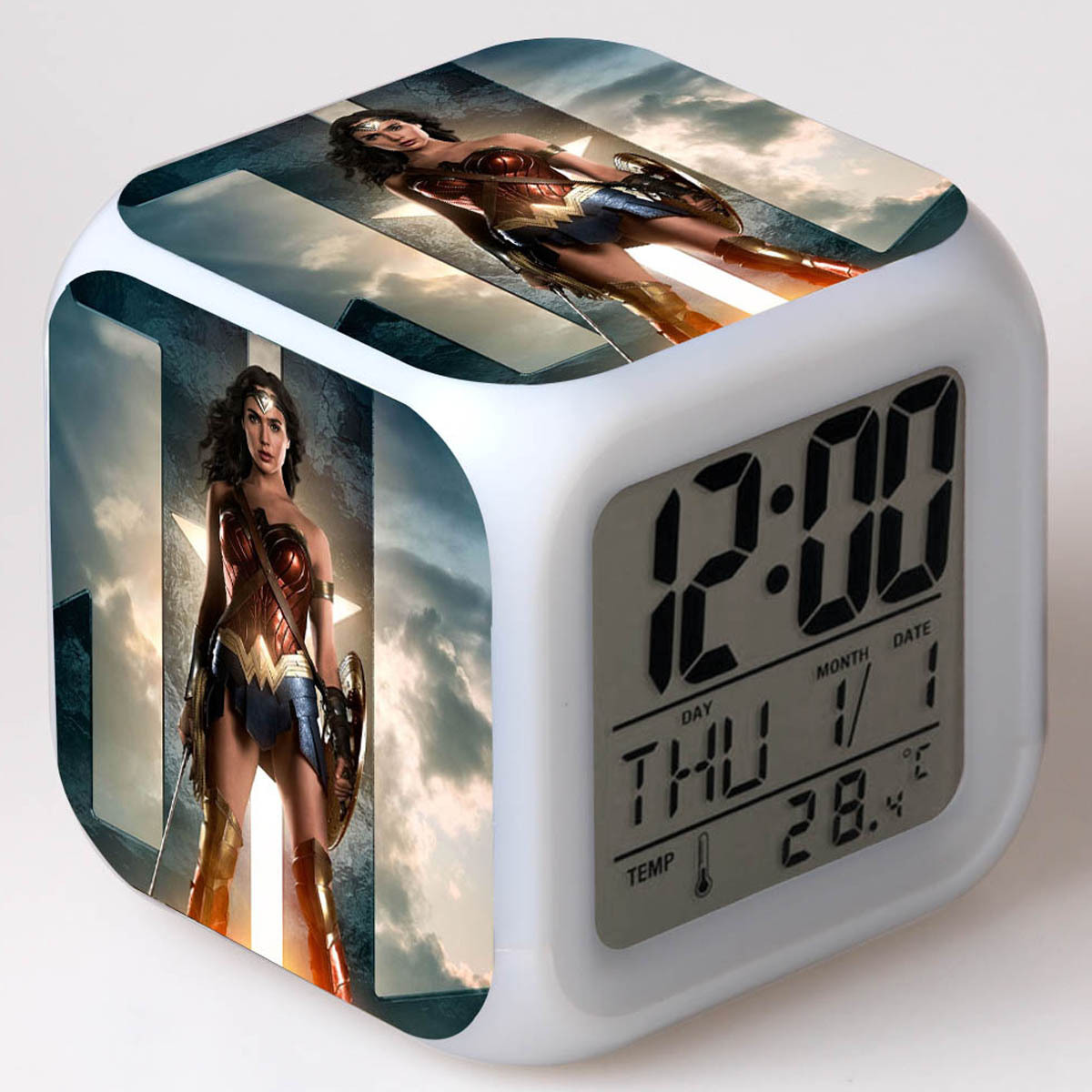 Wonder Woman 7 Colors Change Digital Alarm LED Clock - Image 17