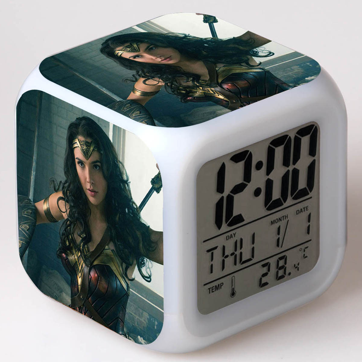 Wonder Woman 7 Colors Change Digital Alarm LED Clock - Image 18