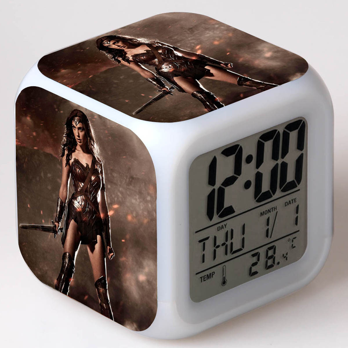 Wonder Woman 7 Colors Change Digital Alarm LED Clock - Image 2