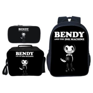 16″Bendy and the Ink Machine Backpack School Bag+Lunch Bag+Pencil Bag