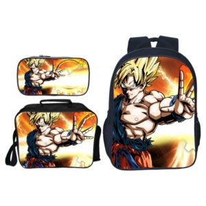 16″Dragon Ball Backpack School Bag+Lunch Bag+Pencil Bag