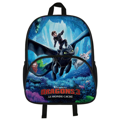 16"How to Train Your Dragon 3 Backpack School Bag Black - Image 4