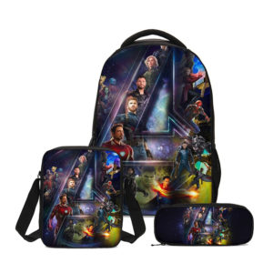 16″Avengers: Endgame Backpack School Bag+Messenger Bag+Pencil Bag