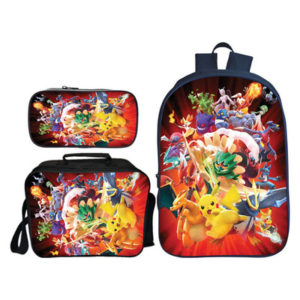 16″ Pokken Tournament Backpack School Bag+Lunch Bag+Pencil Bag